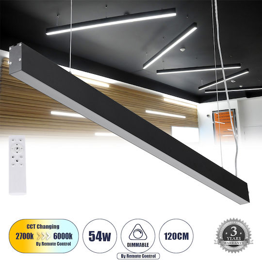 GloboStar Felix Commercial Linear LED Ceiling Light 54W Warm White IP20 Dimmable L120xY7cm