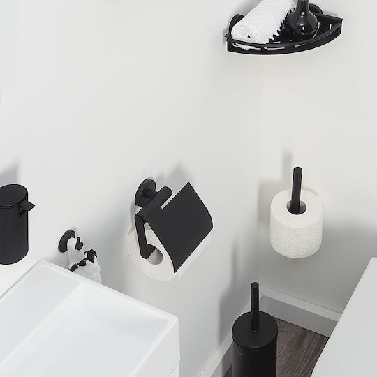 TIGER Corner Wall Mounted Bathroom Shelf Metallic 19.5x19.5x5cm Black