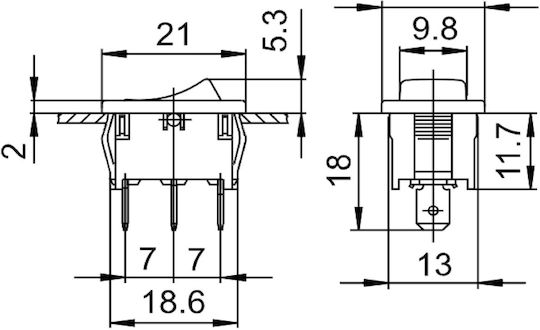 Rocker On-Off Switch – On-Off Single Pole SPDT 3 Pin 16 3 A/250VAC Opening 13x18.6x18mm Marquardt 1803-0102