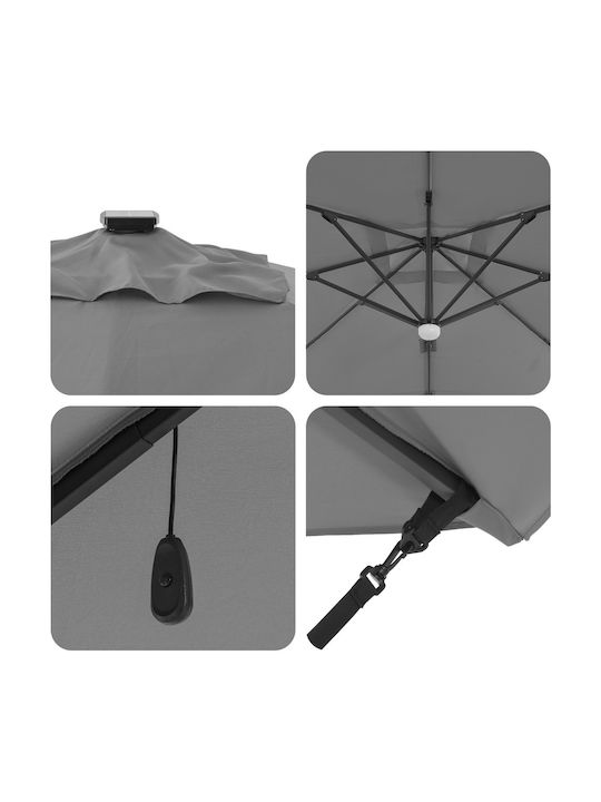 Umbrelă Suspendată Din Aluminiu Gri 2.2x2.2m