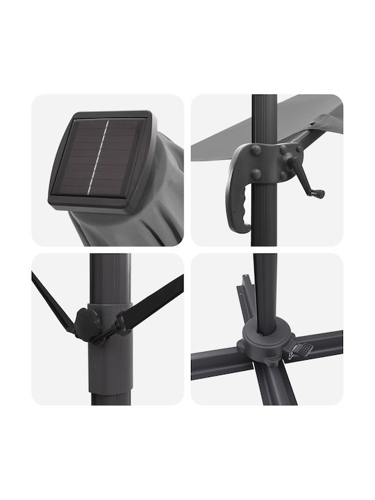 Umbrelă Suspendată Din Aluminiu Gri 2.2x2.2m