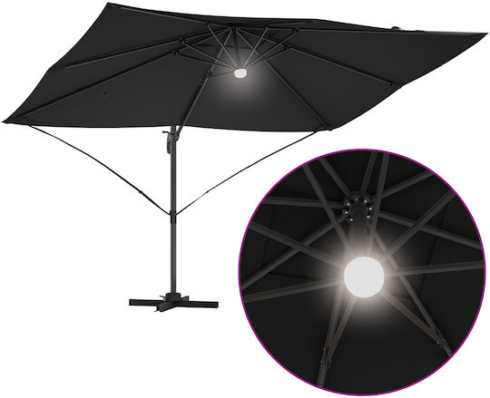 Hängender Aluminium-Garten- und Terrassen-Sonnenschirm Schwarz 2,2x2,2xHöhe 2,65m