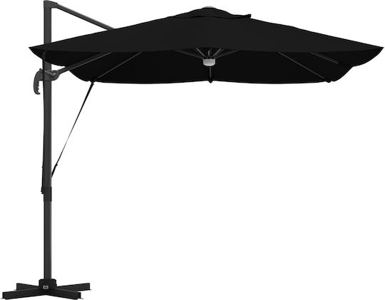 Hängender Aluminium-Garten- und Terrassen-Sonnenschirm Schwarz 2,2x2,2xHöhe 2,65m