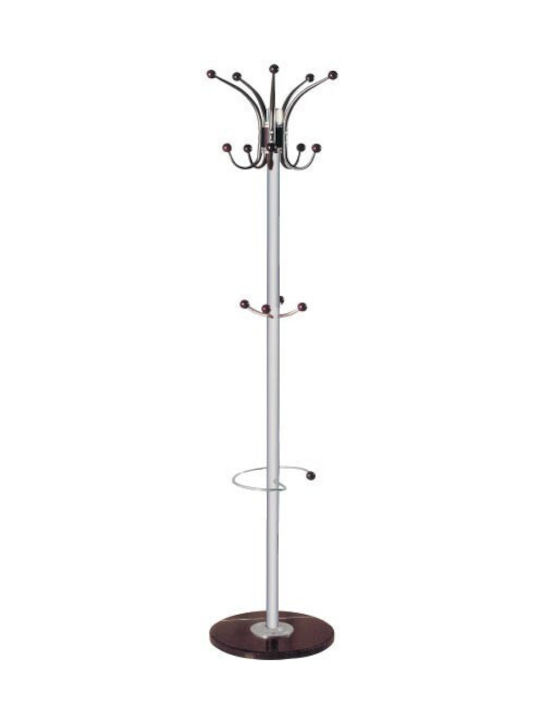 Zita Plus Metallic Coat Rack with Umbrella Holder Silver 38x38x180cm