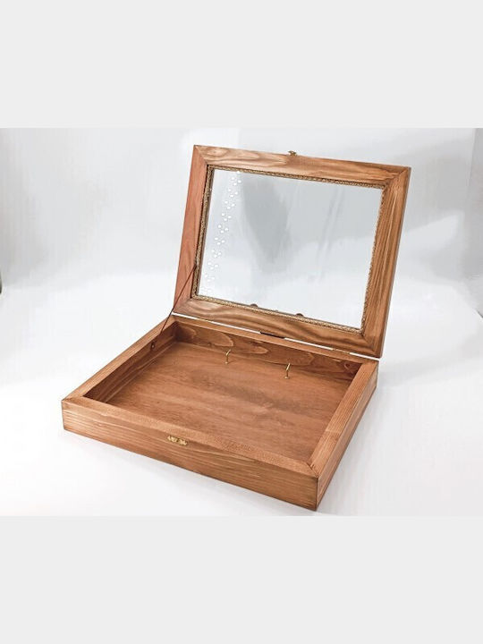 Korres Craft Tabletop Rectangle Wedding Crown Case / Photo Frame Wooden Gold 26.5x33cm