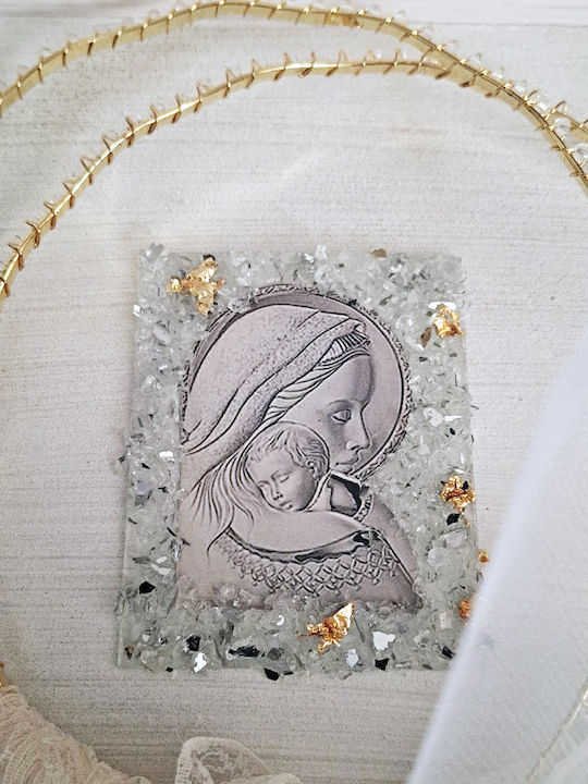 Carved Wall-Mounted Square Wedding Crown Case / Photo Frame Wooden Gold 30x30cm