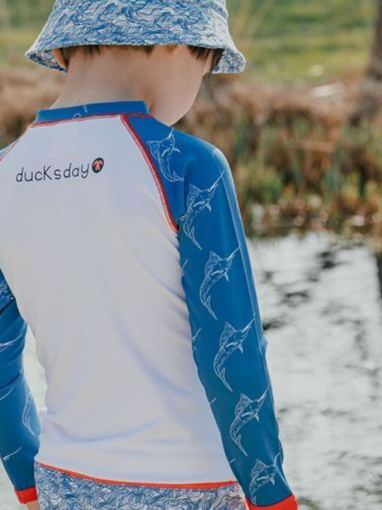 Ducksday Παιδικό Μαγιό Μπλούζα με Μακρύ Μανίκι Λευκή