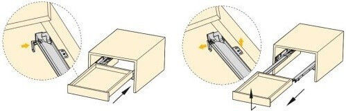 Hidden Drawer Guide Emuca Silver With Brakes 80% Opening 223-3019005#24
