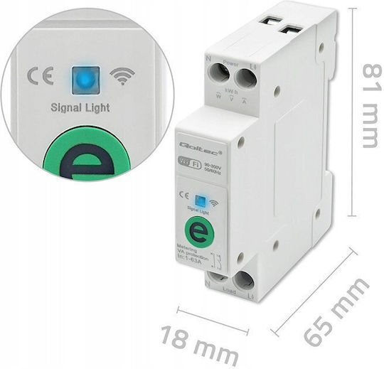 Qoltec Διακόπτης Ράγας WiFi 63A