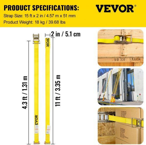 Vevor E-Track Ratchet Straps 18 Pieces 15 Feet Tie-Down Kit for Cargo Van Truck Trailer
