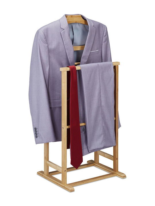 Relaxdays Floor Garment Rack made of Bamboo Brown 47x36x98.5cm