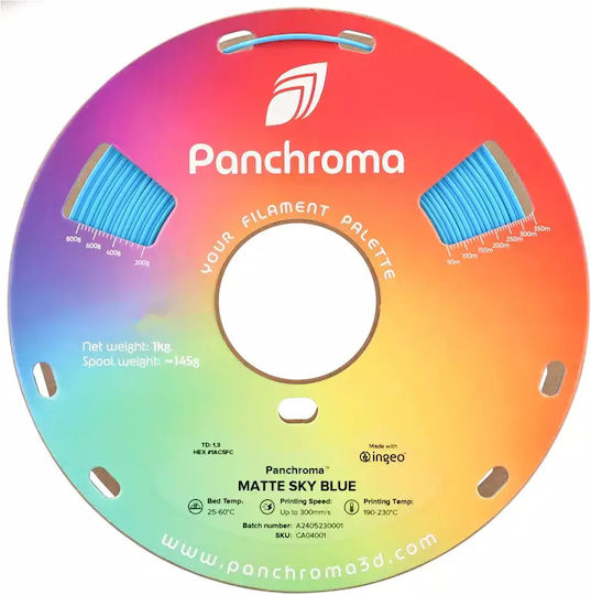 Filament Pentru Imprimante 3D PLA Mat Mat Panchroma 1.75mm Albastru Ceresc 1 Bucată (Bobină)