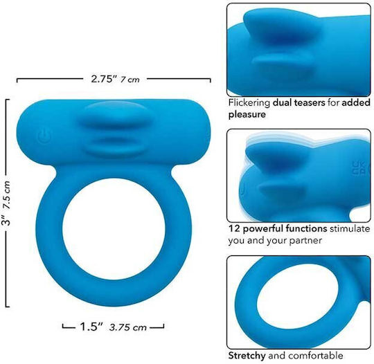 Inele Pentru Penis Reîncărcabile Din Silicon Double Trouble Pentru Cupluri Albastru Calexotics