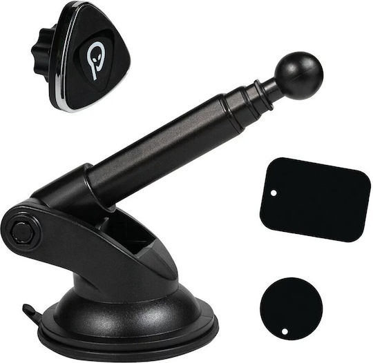 Suport Auto Magnetic Spacer Pentru Smartphone Cu Ventuză Și Prindere Pe Gura De Aerisire Magnetic 4 Supermagneti N50 Braț Telescopic Rotire 360 De Grade Negru