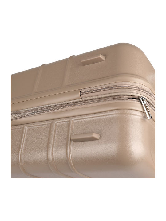 Calvin Klein New Light Μεγάλη Βαλίτσα Ταξιδίου Σκληρή Μπεζ με 4 Ρόδες