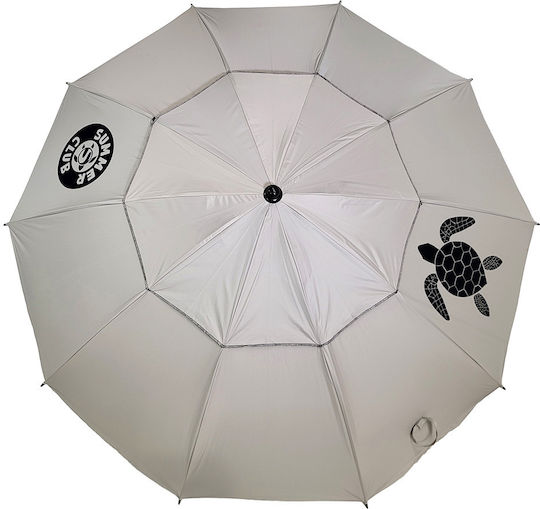 Summer Club Eden Folding Aluminum Beach Umbrella Diameter 2.25m with UV Protection and Air Duct Black Black/Beige