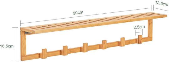 SoBuy Hölzernes Wandhalterung Mit 6 Haken 90x12,5x14,5cm