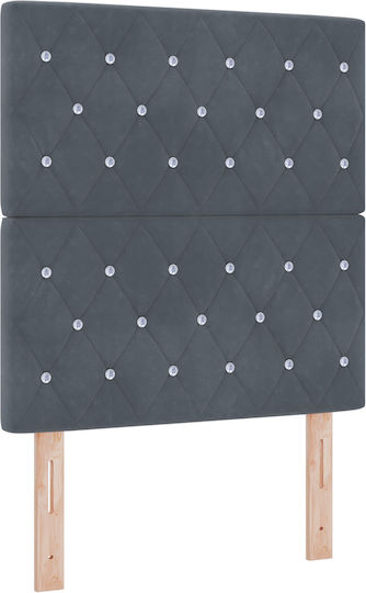 vidaXL Табла за легло с LED Осветление, Текстил, Тъмносива, 80x88 см