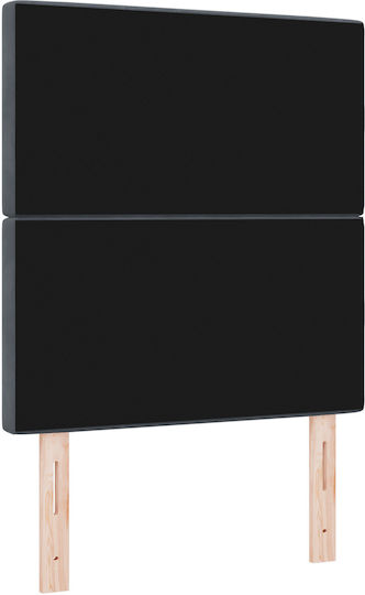 vidaXL Табла за легло с LED Осветление, Текстил, Тъмносива, 80x88 см