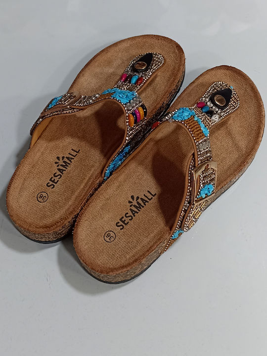 Flache Sandalen für Damen Anatomisch in Braun Farbe