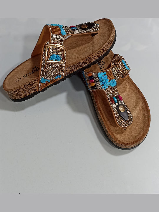 Flache Sandalen für Damen Anatomisch in Braun Farbe