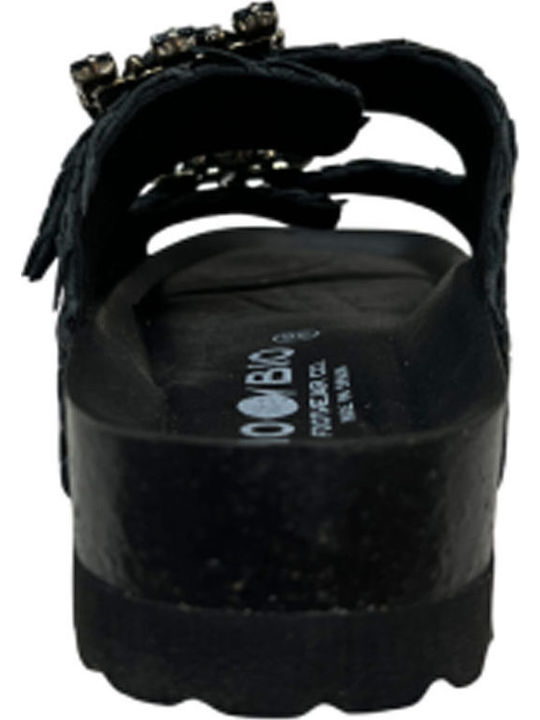Leather Women's Flat Sandals Anatomic in Black Color