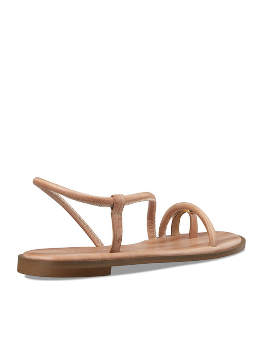 Women's Flat Sandals in Beige Color