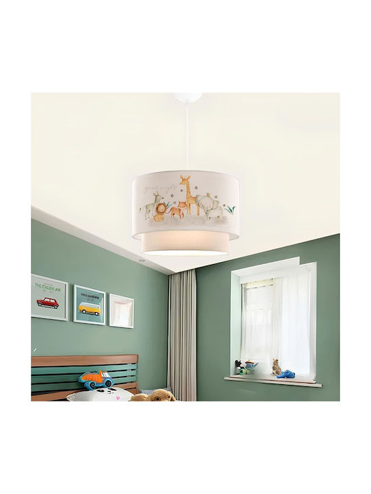 Pakketo Kids Plastic / Fabric Single Ceiling Light E27 Baby Animals Good Night White 30x70cm