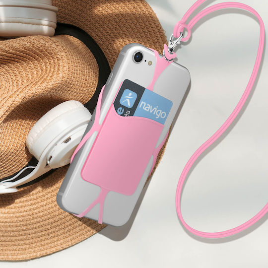 Universal Lanyard Case Smartphones Card-holder Neckpouch Series Pink