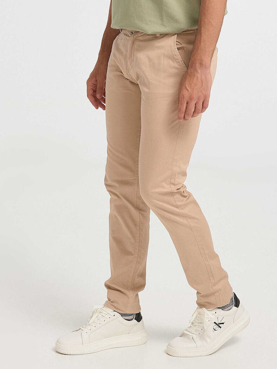 Men's Elastic Beige Trousers
