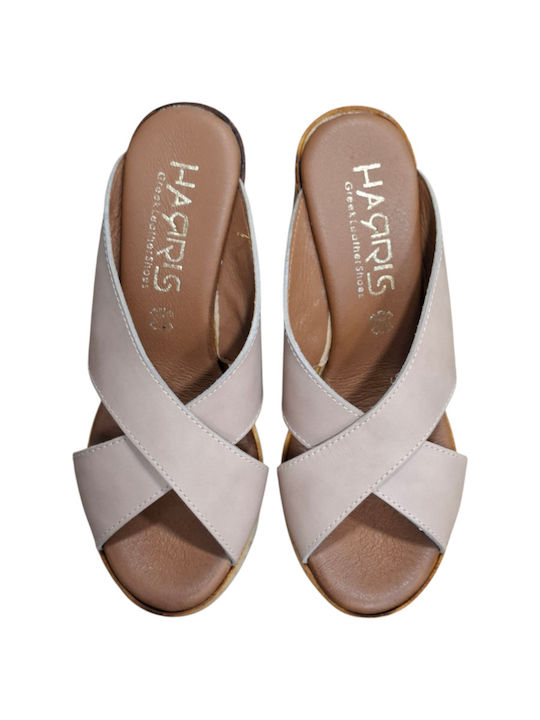 Leather Mules with High Heel in Brown Color