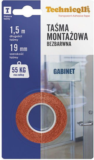 Technicqll Technicqll Taśma Montażowa Bezbarwna 1,2mx19mm Uniwersalny