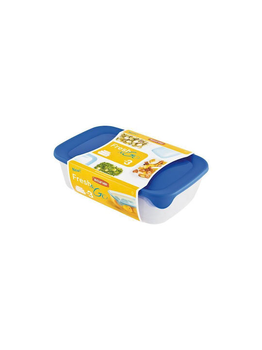 Food Container Set 3 Pcs Rectangular 2+1+0.5l Fresh&go Blue
