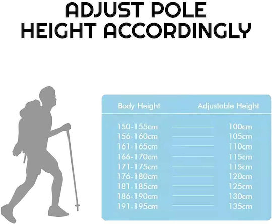 Alpin Pliabile Baston de trekking din aluminiu 1 buc Negru