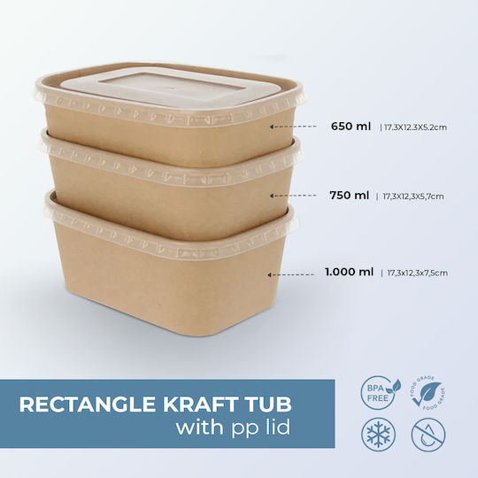 Kraft Σετ 50 Χάρτινα Κουτιά Σαλάτας Kraft