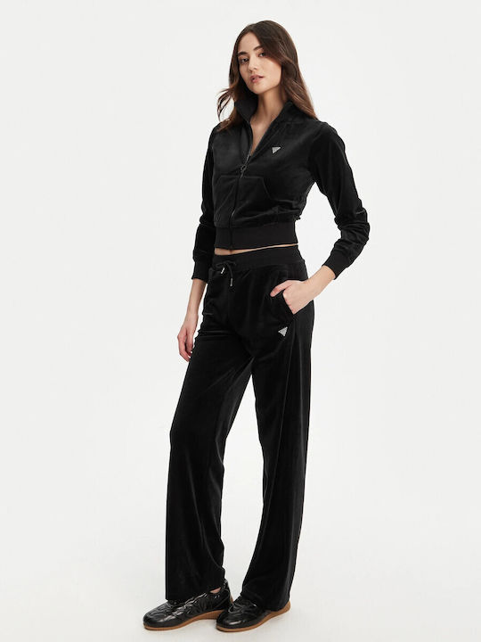 Damen Jogginghose mit Samt Jogger Schwarz