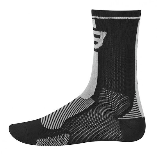 Șosete De Ciclism Long Negru Gri Negru Gri