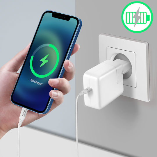Usb-c Zu Lightning Kabel Mfi Zertifiziert Lade- und Synchronisationskabel Akashi 1m Weiß