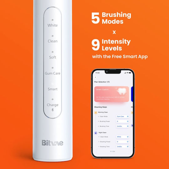 Bitvae Smart S2 Ηλεκτρική Οδοντόβουρτσα με Χρονομετρητή, Αισθητήρα Πίεσης και Θήκη Ταξιδίου Μαύρη