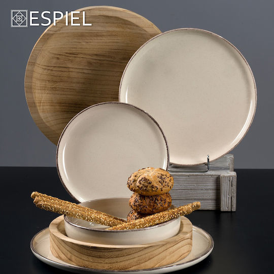 Espiel Cream Deep Ceramic Plate Cream with Diameter 21cm