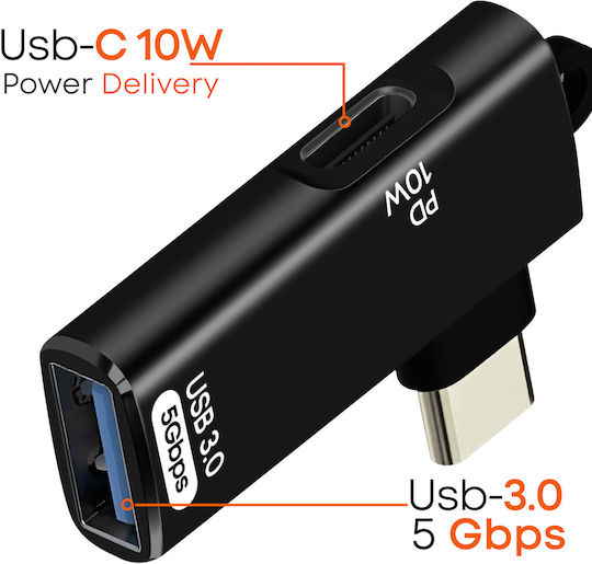 Linq Otg Usb To Usb-c Adapter Usb-c 10w Charge 5gbps Transfer Black