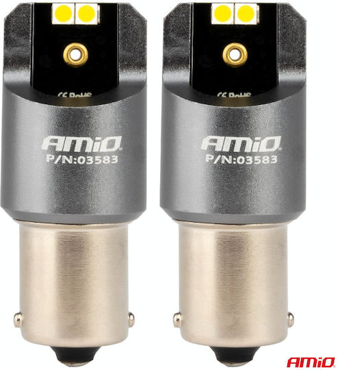 AMiO Lamps Car & Motorcycle BA15S / P21W Canbus LED 6000K Cold White 12-24V 2pcs
