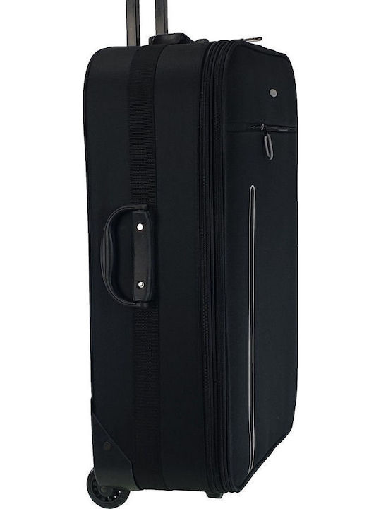 Seagull Medium Black Travel Suitcase With 4 Wheels Height 65cm