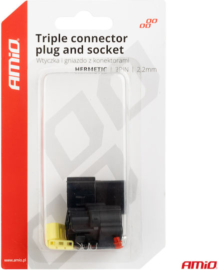 Socket Plug Connector 3 Pin Φ2.2mm Waterproof Amio 1 Pc Amio 04347/am