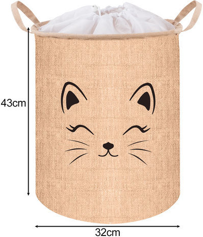 Kruzzel Kinder Wäschekorb Faltbar aus Stoff Beige 32x32cm 1Stück