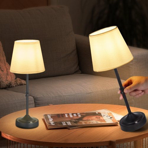 Vevor Fabric Table Lamp LED with White Shade and Black Base 2pcs