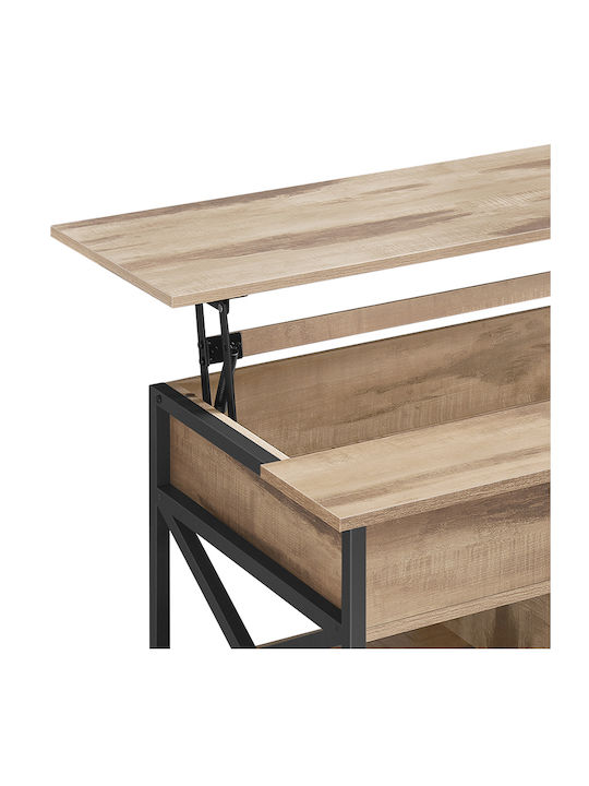 Rectangular Central Wooden Coffee Table with Lifting Mechanism Beige 120x60x48cm