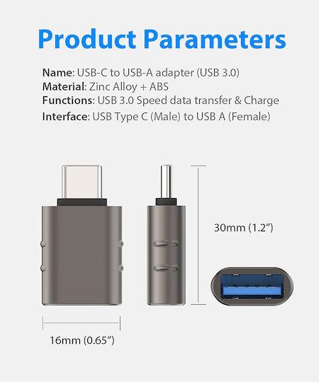 Techsuit Μετατροπέας USB-C / Thunderbolt 3 female σε Thunderbolt 3 female Γκρι 1τμχ