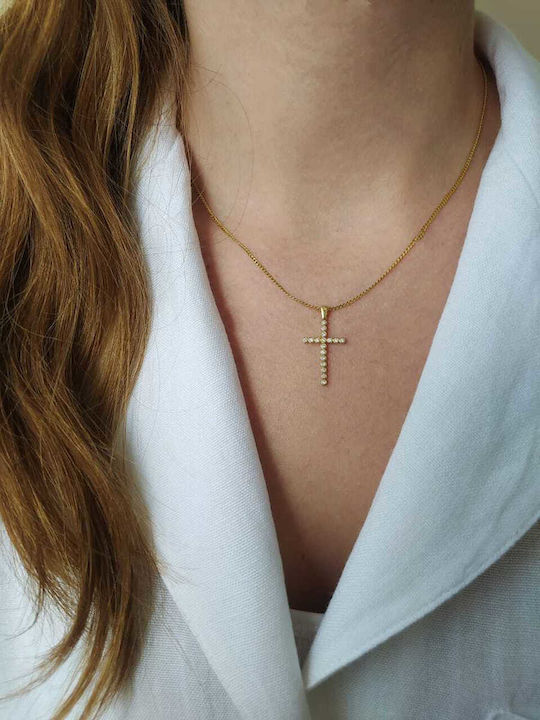 Dio Jewellery Lab Ασημένιος Σταυρός Επιχρυσωμένος