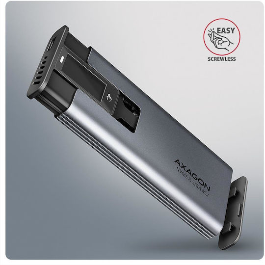 Axagon Θήκη για Σκληρό Δίσκο M.2 SATA III NVME με σύνδεση SATA USB 3.2 Type-C σε Γκρι χρώμα